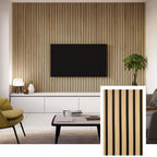 Panel de lamas acústicas de precisión AcoustiLine™ — Roble ahumado (2,7 m × 1,10 m)