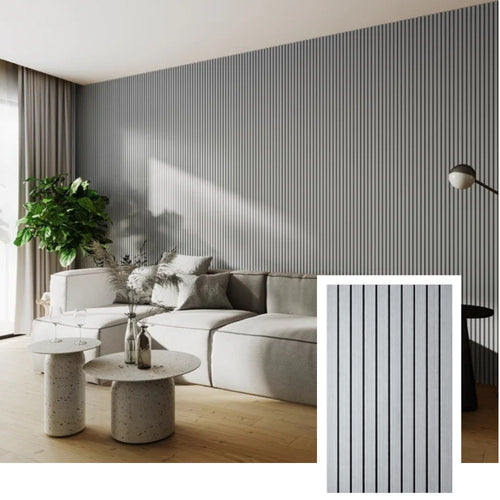 Panel de lamas acústicas de precisión AcoustiLine™ — Roble ahumado (2,7 m × 1,10 m)